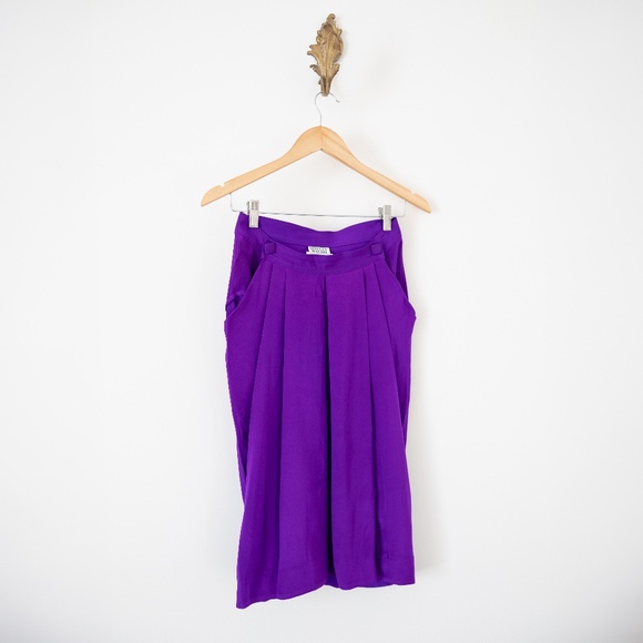 Vintage Shelley Walsh/ Holt Renfrew Purple 100% silk Skirt Size XS - Picture 1 of 5